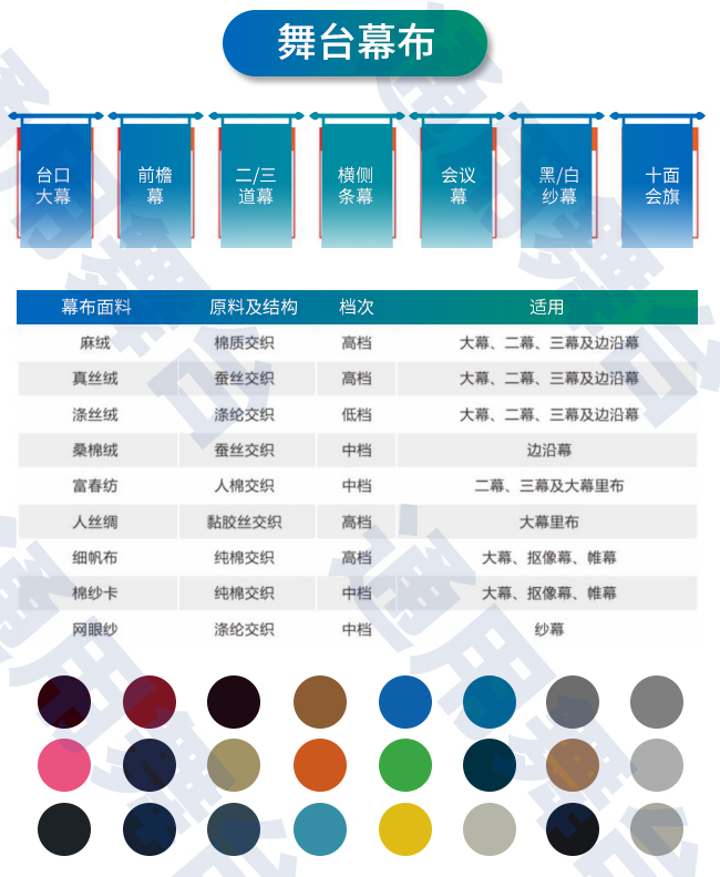 裝飾炫麗舞臺，提升演出效果！通用舞臺教您一圖看懂舞臺阻燃幕布